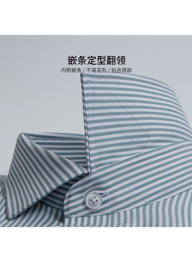 Men'S Long Sleeve Business Casual Striped Mulberry Silk Shirt Comfortable Skin-Friendly Soft Twill Top
