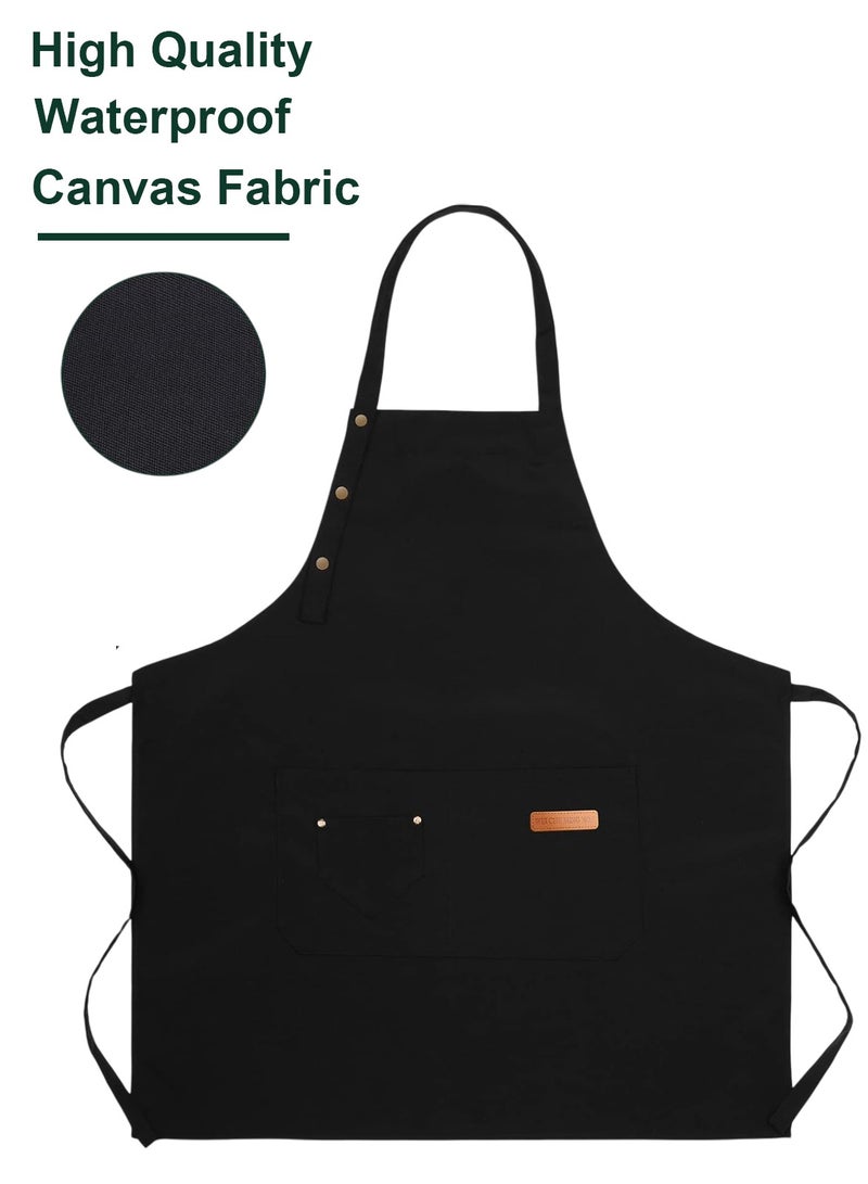 هوميفاي مئزر مطبخ للجنسين، إكسسوارات الطهي المنزلي مع حزام رقبة قابل للتعديل ومحكم و2 جيب، زي طباخ خفيف الوزن، مقاوم للماء وخالٍ من التجاعيد للنساء والرجال في حفلات الشواء. - Image 3