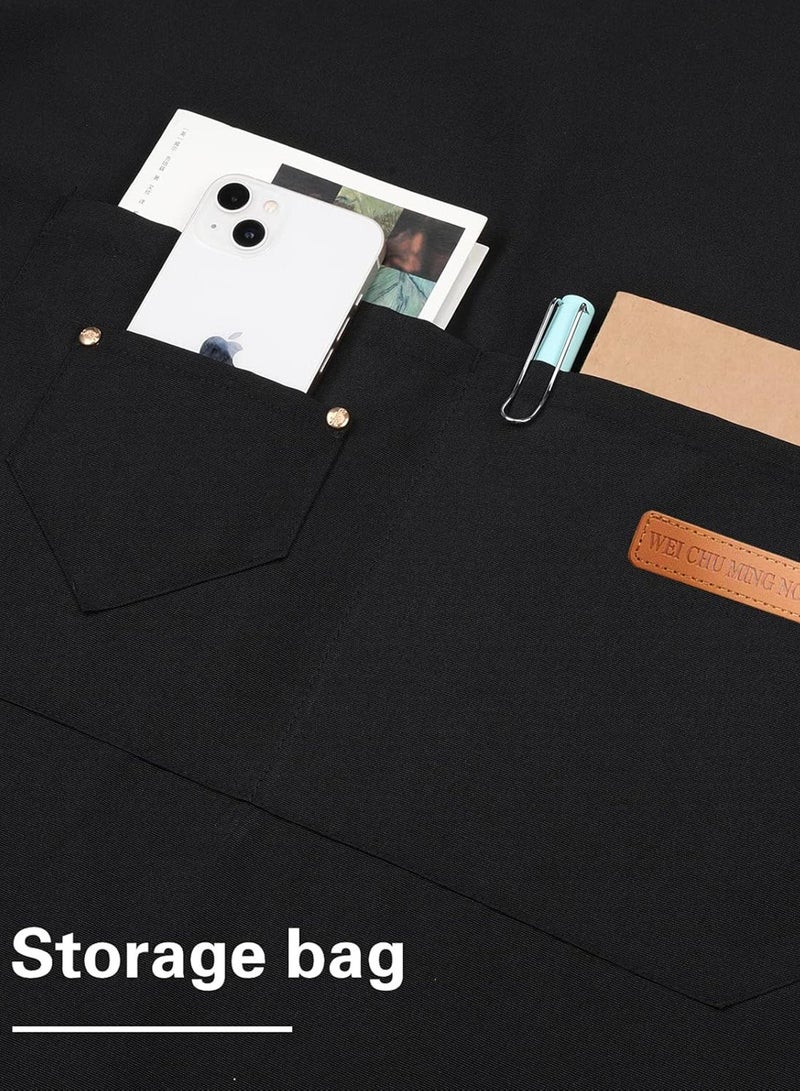 هوميفاي مئزر مطبخ للجنسين، إكسسوارات الطهي المنزلي مع حزام رقبة قابل للتعديل ومحكم و2 جيب، زي طباخ خفيف الوزن، مقاوم للماء وخالٍ من التجاعيد للنساء والرجال في حفلات الشواء. - Image 4