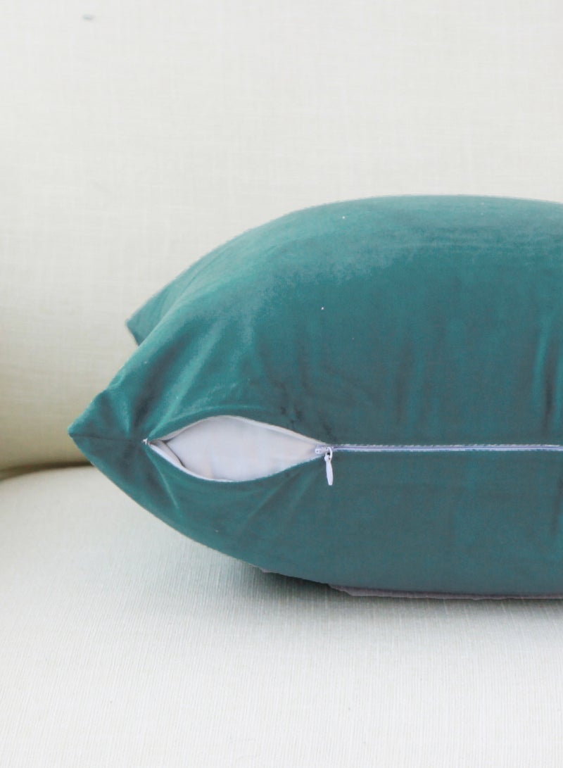 Throw Pillow Covers Teal Green Set of 2 45x45cm Fall Pillow Covers, Soft Velvet Farmhouse Neutral Decorative Pillowcases for Couch Sofa Bed, Home Boho Decor, Modern Cushion Covers - Image 3