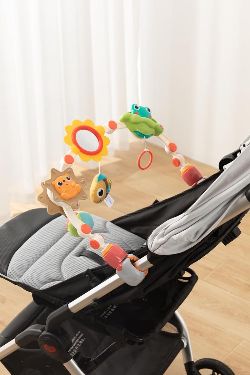 HOLA Portable Activity Arch for Babies – Adjustable Stroller, Car Seat, or Crib Toy with Interactive Rattles, Teethers, Mirror, and Sensory Toys for Fine Motor Skills and Cognitive Development 0M+ - Image 3