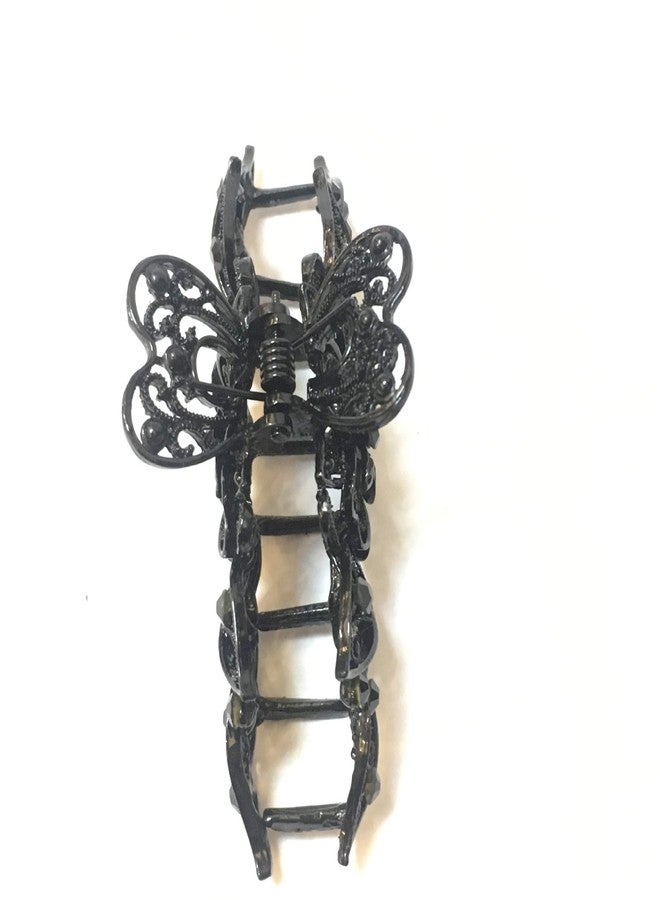 Fodattm Lady Women Black Retro Flowers Hair Claw Clip Vintage Rhinestone Alloy Large Size Hair Jaw Clips Hairpin Large Fancy Hair Barrette for Thick Hair (A#) - Image 5