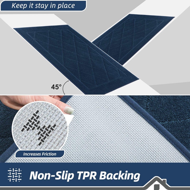 BEQHAUSE Dirt Trapper Door Mat 20" x 32", Doormat Non-Slip Entryway Rugs Washable, Dog Door Mat Stain Resistant and Absorbent Welcome Floor Mat for Front Back Door, Mud Wet Shoes & Paws, Navy Blue - Image 5