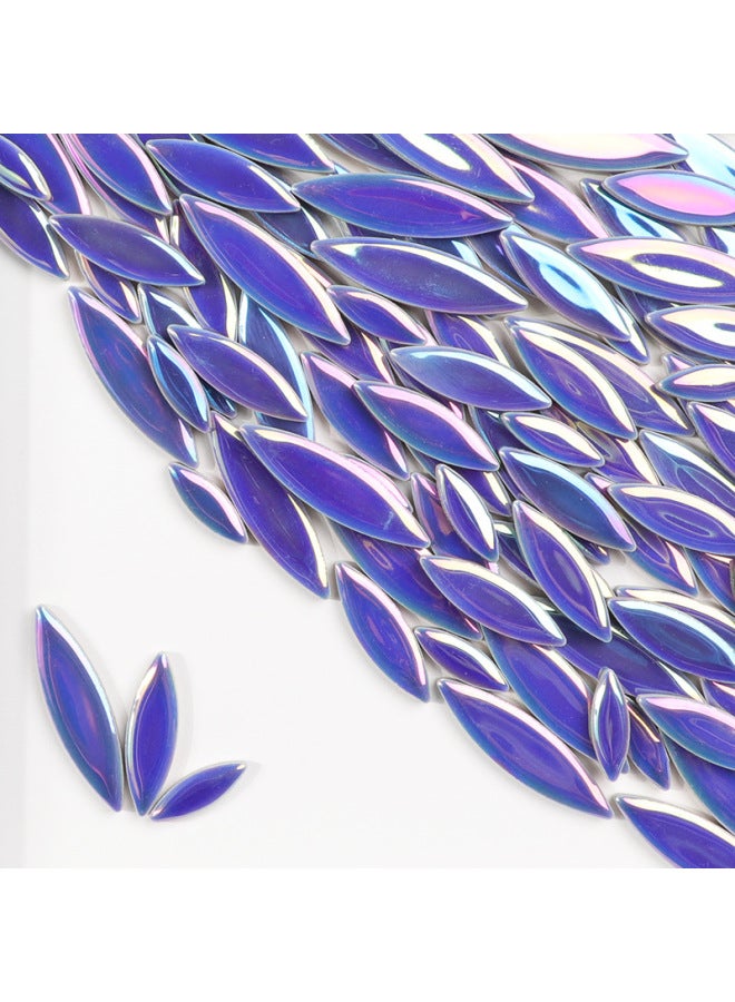 200g DIY Willow Leaf Petal Ceramic Mosaic Handmade Material Color Irregular Shaped Ceramic Chip Patch-Color:magic Blue  - Image 1