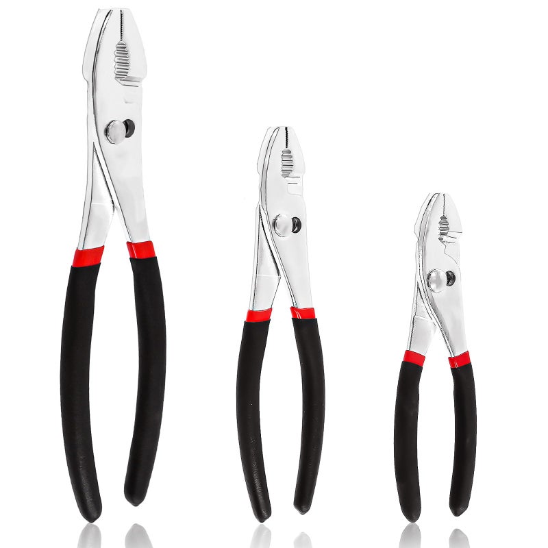 Swpeet 3Pcs 6 Inch8 Inch10 Inch Black Steel SlipJoint Pliers Pliers Set MultiGrip Pliers Slip Joint with Rubber Grip Handle Fine Grip Teeth in Front and Coarse Teeth in BackRust Resistant - Image 2