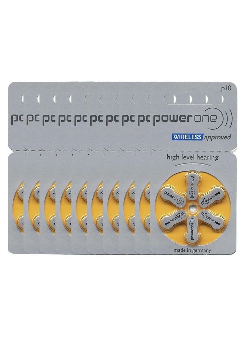 Power One 1.45V Original High Level Hearing Aid Batteries PowerOne P10 Pack Of 60 Pieces  - Image 4
