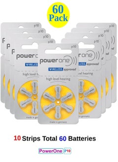 باور ون بطاريات مساعدة السمع الأصلية عالية المستوى 1.45 فولت PowerOne P10، حزمة مكونة من 60 قطعة  - Image 3