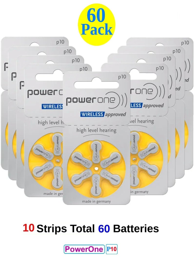 Power One 1.45V Original High Level Hearing Aid Batteries PowerOne P10 Pack Of 60 Pieces  - Image 3