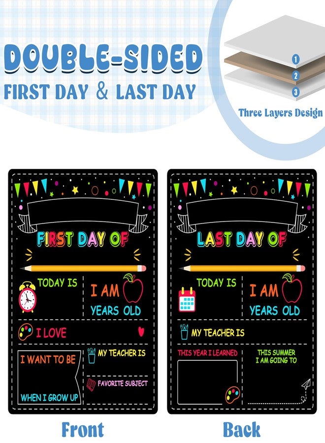 Melisheer Double-Sided First Day of School Sign Board, 12 × 10 Inches Back to School Sign, Reusable Color Painting First and Last Day of Preschool Board, Washable Chalkboard for Kindergarten Pre-K - Image 2