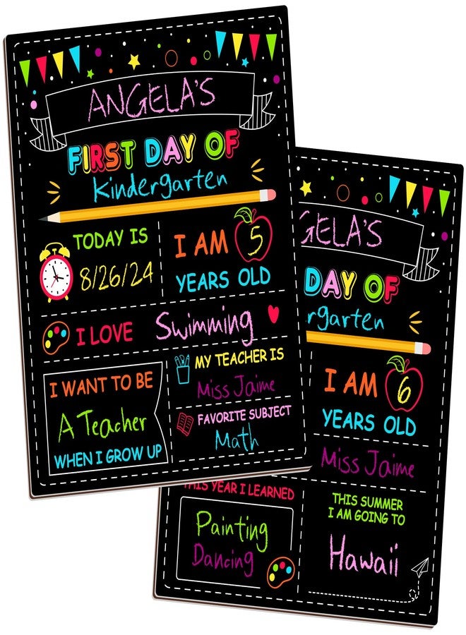 Melisheer Double-Sided First Day of School Sign Board, 12 × 10 Inches Back to School Sign, Reusable Color Painting First and Last Day of Preschool Board, Washable Chalkboard for Kindergarten Pre-K - Image 1