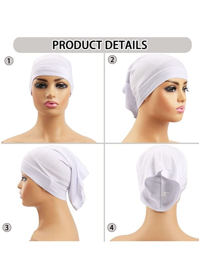 Excefore Hijab Undercap Scarf, 12Pcs Under Scarf Cap Caps for Women Men Turban Head Wraps Solid Color Tube Unisex Stretch Dreadlocks Neck Cover - Image 4