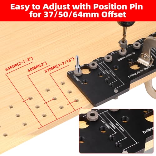 GOINGMAKE Shelf Pin Jig 1/4 Inch Aluminum Alloy Shelf Pin Drilling Jig Drill Guide for Straight Holes Shelf Pin Drilling Jig Cabinet Hardware Jig Shelf Pin Drilling Template Woodworking Tools - Image 4