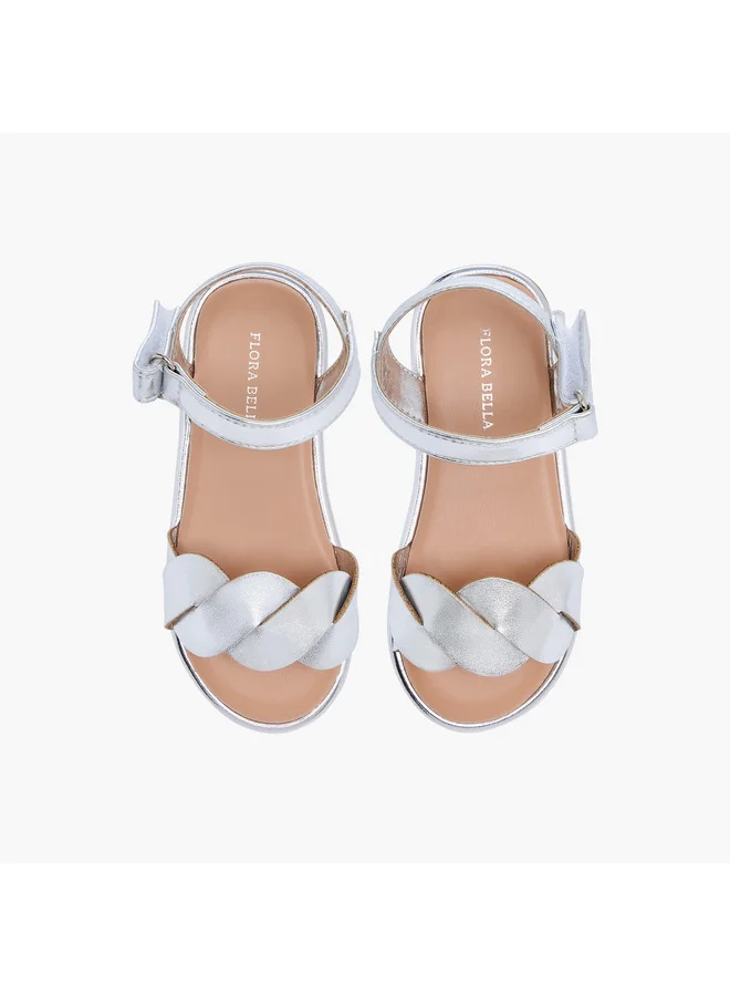 Flora Bella By Shoexpress Girls Strap Detail Sandals with Hook and Loop Closure