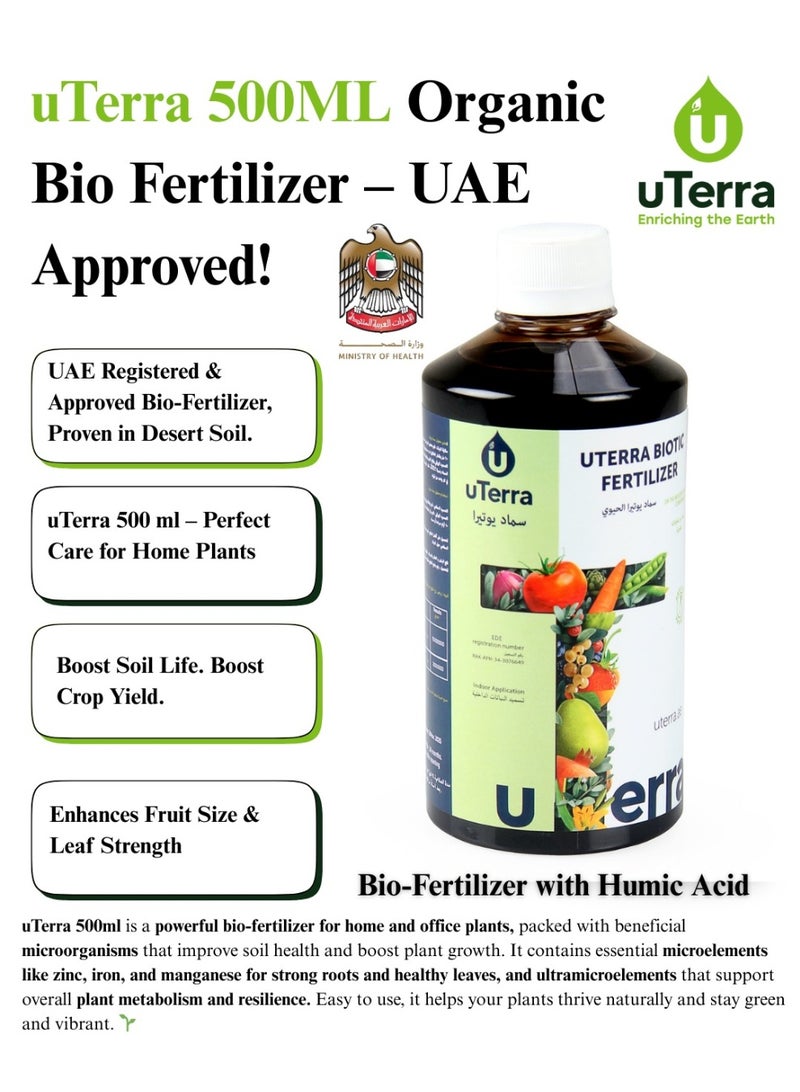 uTerra Biotic Fertilizer – Organic Liquid Soil Booster for All Plants | 500ml | Fast-Acting | Chemical-Free | Indoor & Outdoor Plant Food UAE - Image 3