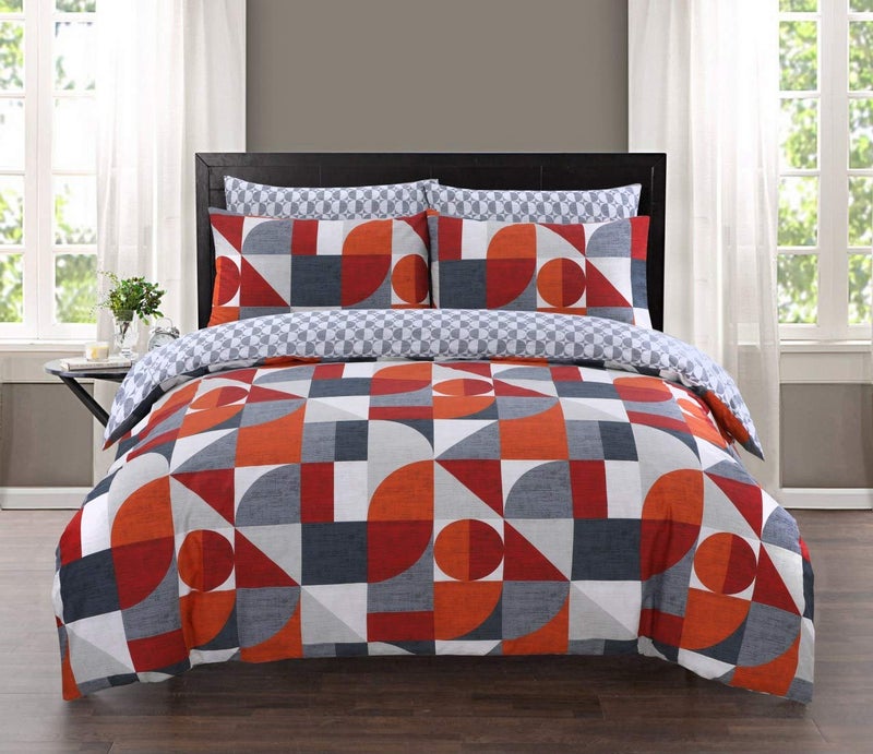DTEX HOMES King Size Duvet Cover Sets 100 Pure Cotton Duvet Cover Ultra Soft Easy Care bedding sets king size Super Soft and Luxury Duvet Cover Sets Geometric Multi