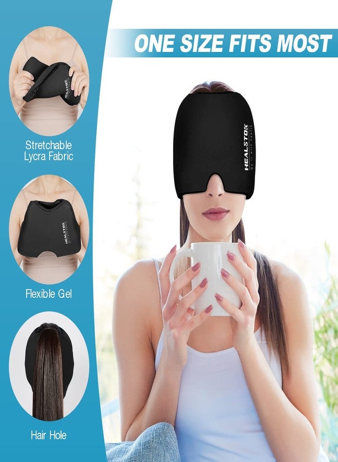 HEALSTOK Cold Hat, Ice Cap, Ice Head Wrap, Cold & Hot Therapy Reusable 360 Compression Flexible Ice Pack Head Wrap, Cold Head Park Wrap. Black - Image 4