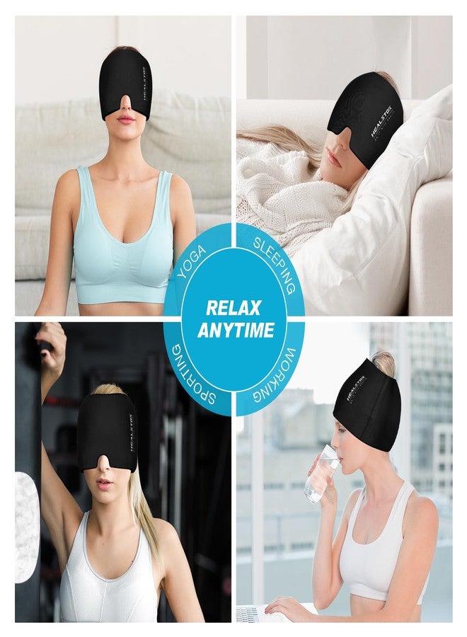 HEALSTOK Cold Hat, Ice Cap, Ice Head Wrap, Cold & Hot Therapy Reusable 360 Compression Flexible Ice Pack Head Wrap, Cold Head Park Wrap. Black - Image 3