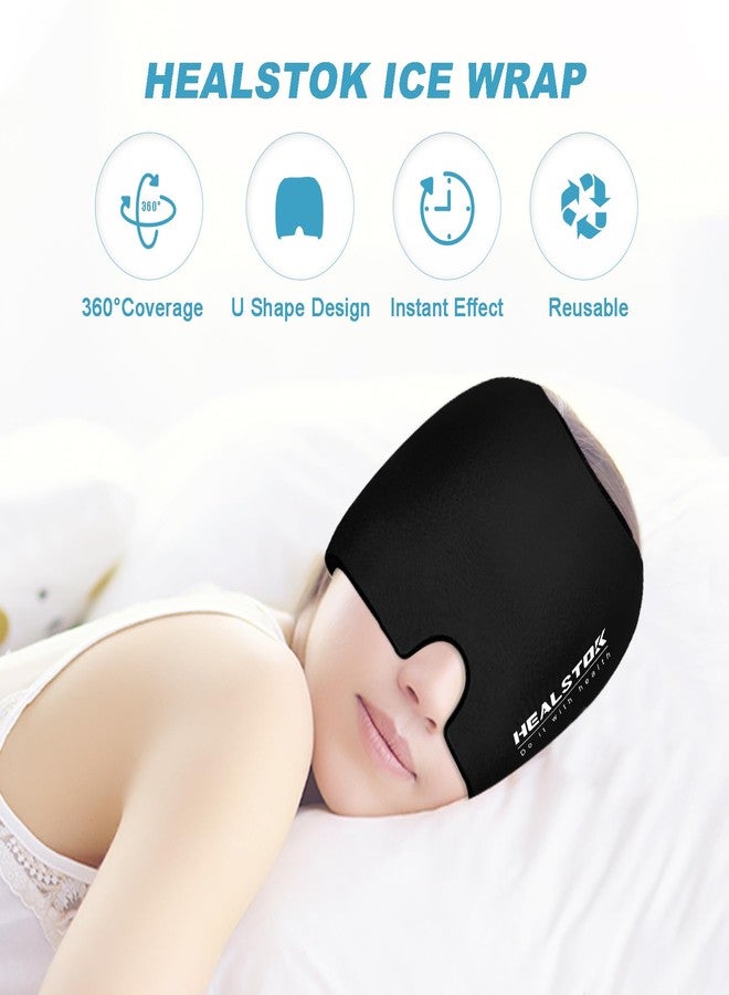 HEALSTOK Cold Hat, Ice Cap, Ice Head Wrap, Cold & Hot Therapy Reusable 360 Compression Flexible Ice Pack Head Wrap, Cold Head Park Wrap. Black - Image 5