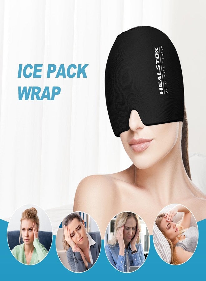 HEALSTOK Cold Hat, Ice Cap, Ice Head Wrap, Cold & Hot Therapy Reusable 360 Compression Flexible Ice Pack Head Wrap, Cold Head Park Wrap. Black - Image 2
