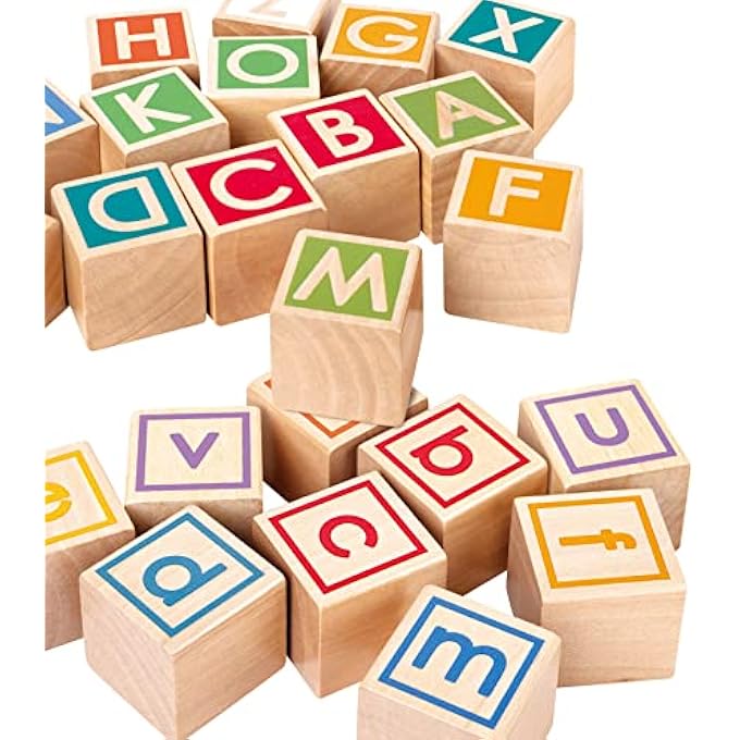PULL-ALONG CART WITH STACKING ALPHABET BLOCKS  26-PIECE WOODEN TODDLER TOY FOR LETTER RECOGNITION, FINE MOTOR SKILLS & EARLY LEARNING | PORTABLE BLOCK STORAGE FOR KIDS 24 MONTHS AND UP - Image 5