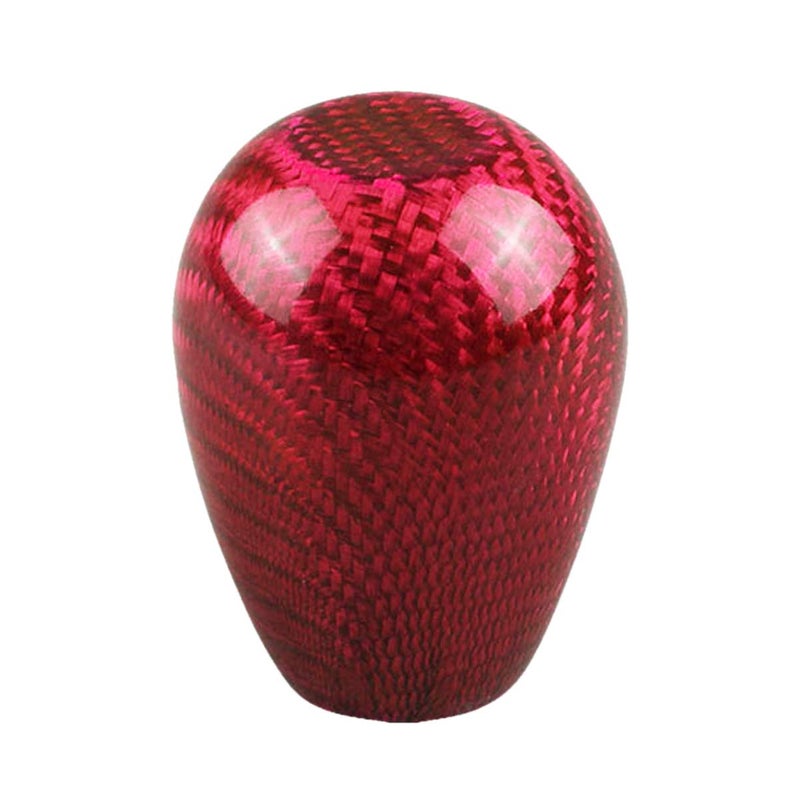 Sakali Universal Vehicle Carbon Fiber Shift Shifter Knob with 3 Adaptors 8mm 10mm 12mm Inner Diameter Car Manual or Automatic Universal Gear Knob Red