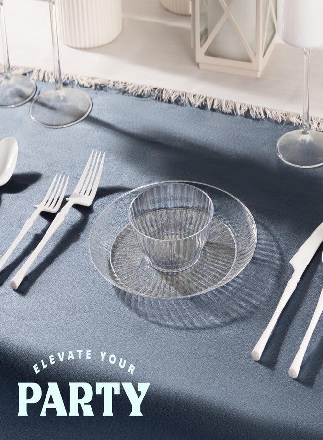 PLASTICPRO بلاستيك برو 50 عبوة من الأطباق البلاستيكية الصغيرة تشبه الكريستال سعة 6 أونصات أطباق بلاستيكية شفافة أنيقة للحفلات والمناسبات - Image 3