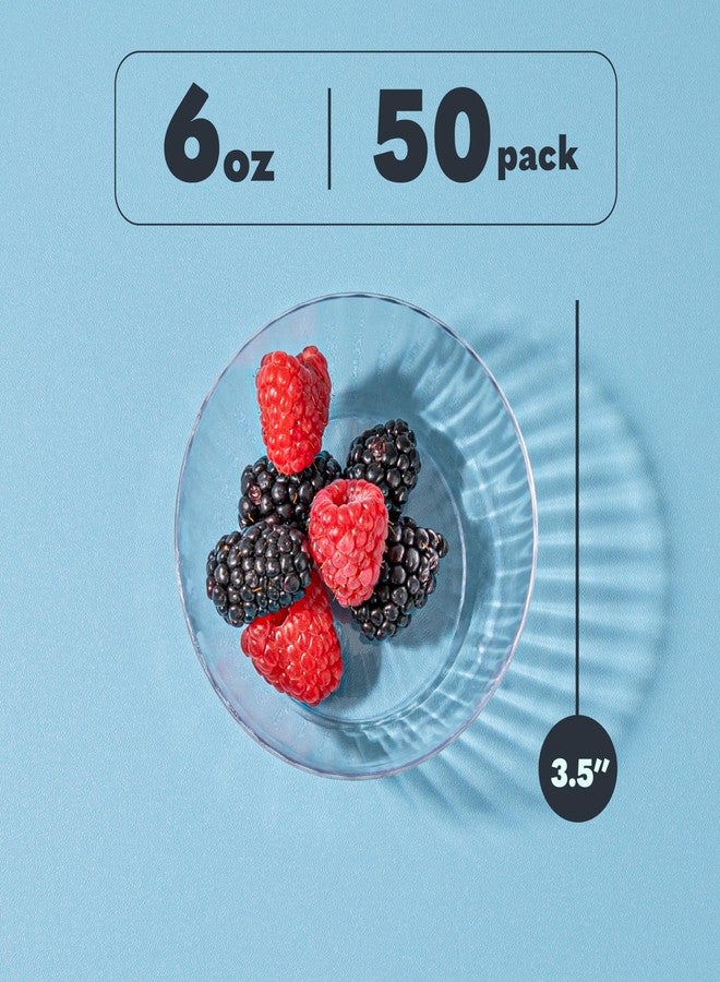 PLASTICPRO بلاستيك برو 50 عبوة من الأطباق البلاستيكية الصغيرة تشبه الكريستال سعة 6 أونصات أطباق بلاستيكية شفافة أنيقة للحفلات والمناسبات - Image 5