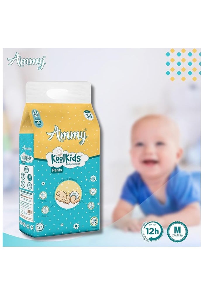 Ammy Ammy Koolkids Baby Diaper Pants, M Size (34 Count), Rash Free Diaper Pants for Babies,Super soft, Super Flexi Smart Fit- System, (7-12Kg)  - Image 4