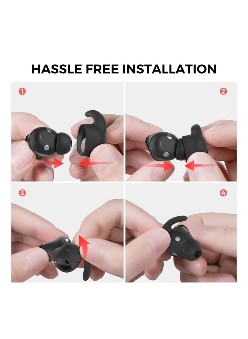 3 Pairs for Beats Studio Buds Ear Hooks, Anti-Slip Ear Covers Silicone Accessories, Not Fit in The Charging Case, Compatiable with Beats Studio Buds 2021 (Black) - Image 4