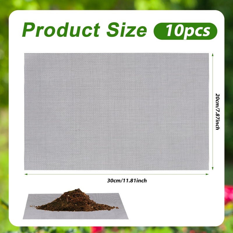 lasuroa 10pcs Flower Pot Hole Mesh Pad, 11.8x7.8 Inch Bonsai Mesh Drainage Screens Plant Pot Drainage Mesh Plant Screen Mesh Preventing Soil Leakage - Image 2