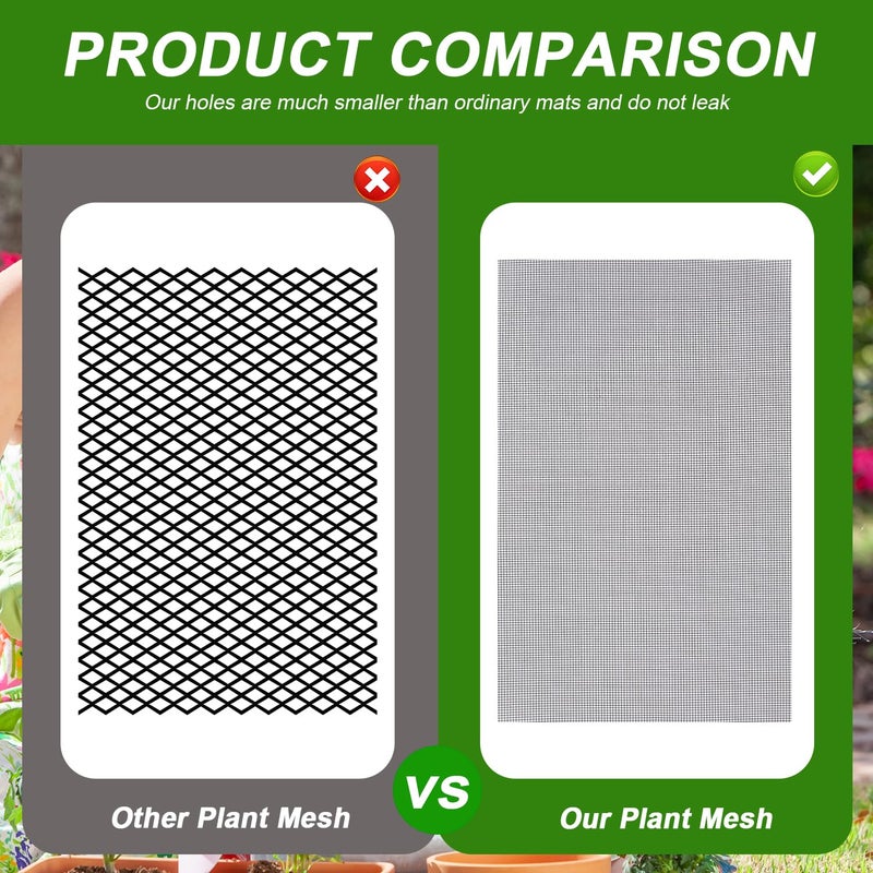 lasuroa 10pcs Flower Pot Hole Mesh Pad, 11.8x7.8 Inch Bonsai Mesh Drainage Screens Plant Pot Drainage Mesh Plant Screen Mesh Preventing Soil Leakage - Image 4