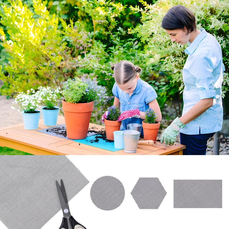 lasuroa 10pcs Flower Pot Hole Mesh Pad, 11.8x7.8 Inch Bonsai Mesh Drainage Screens Plant Pot Drainage Mesh Plant Screen Mesh Preventing Soil Leakage - Image 5