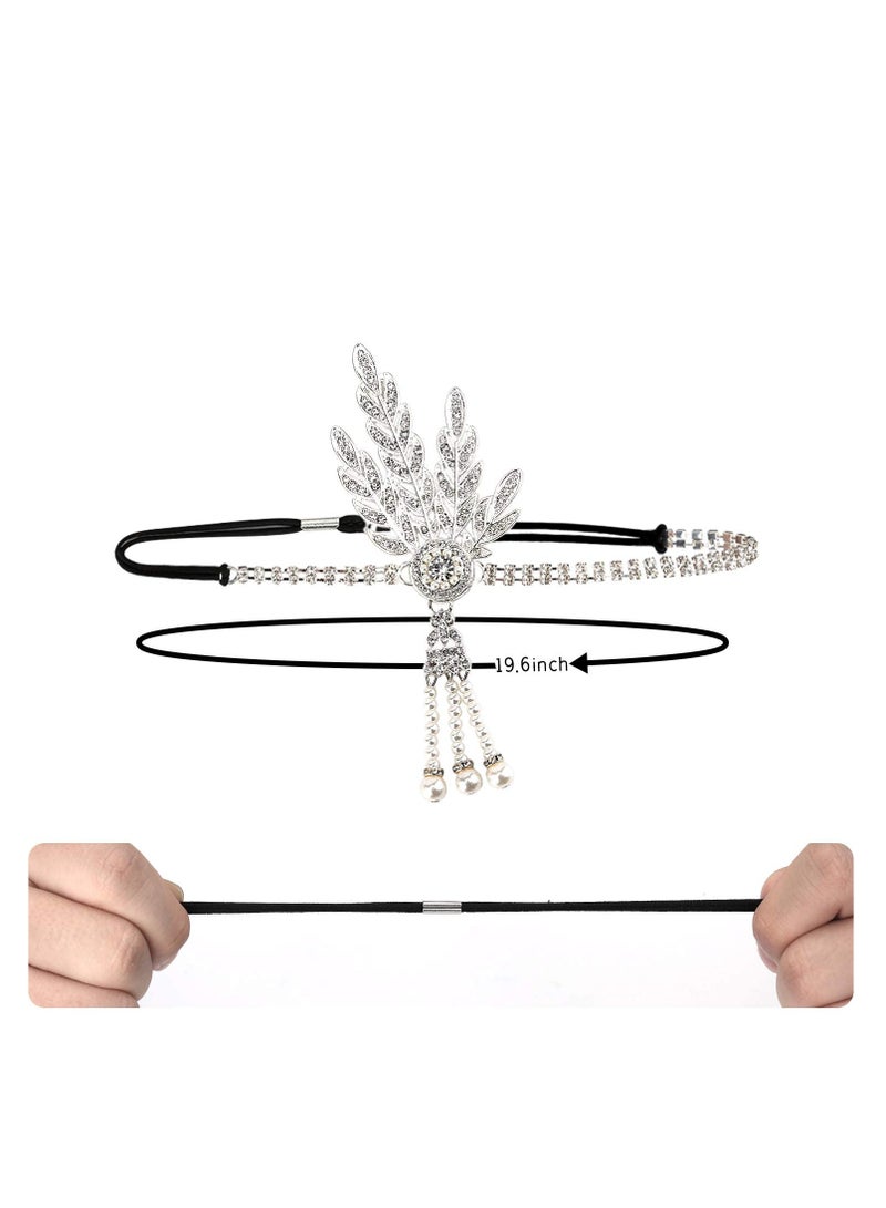 5pcs 1920s Flapper Accessories 20s Gatsby Costume Accessories Set for Women Headband Earrings Pearl Necklace Gloves - Image 5