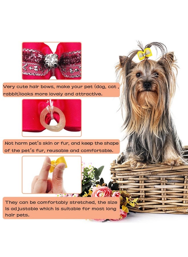 pet show 20Pcs/10Pairs Bling Small Dogs Hair Bows With Rubber Bands For Cat Puppies Grooming Topknot Hair Accessories - Image 5