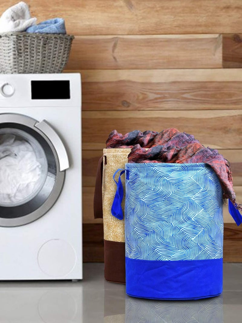 Kuber Industries Heart Home Printed 2 Pieces Waterproof Canvas Laundry Bag, Toy Storage, Laundry Basket Organizer 45 L (Brown & Blue) - HEART6942 - Image 4