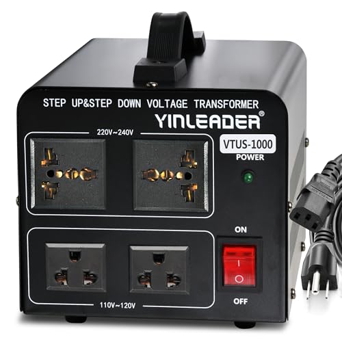 Yinleader 1000W Voltage Converter Transformer(110V to 220V OR 220V to 110V) 1000 Watt Step Up/Down Converter 110/120 Volt - 220/240 Volt w/US Power Cord,Circuit Breaker Protection (VTUS-1000) - Image 1