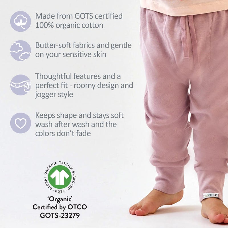 Butterblu Jordan 4-Pack Jogger Pants 100% Organic Cotton Bottoms for Boys & Girls, Sunset, 3-6 Months - Image 4