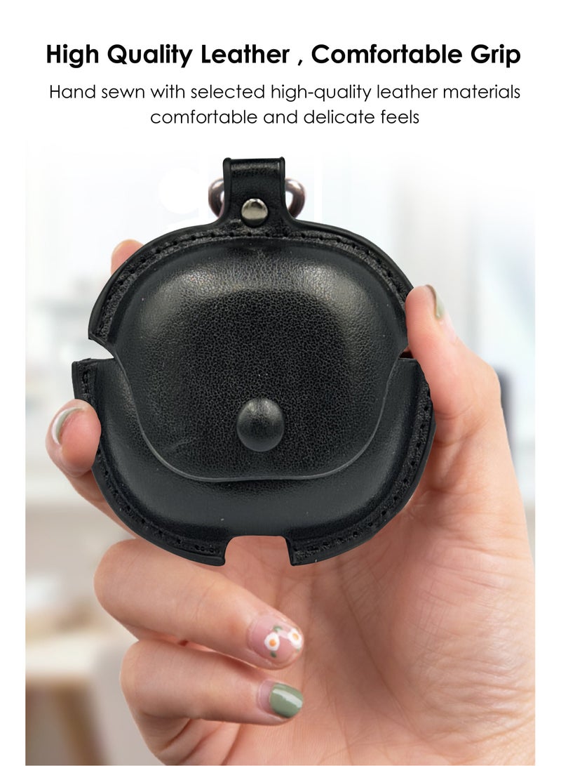 NAFCO Leather TWS Earphone Protective Case with  Metal Hook Compatible For Anker Soundcore R50i - Flexible Non-Slip , Portable , Anti-Lost Hangable Strip , No Fingerprints, Stopper Dustproof  - Anker Soundcore R50i - Black  - Image 2