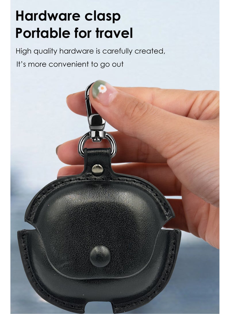NAFCO Leather TWS Earphone Protective Case with  Metal Hook Compatible For Anker Soundcore R50i - Flexible Non-Slip , Portable , Anti-Lost Hangable Strip , No Fingerprints, Stopper Dustproof  - Anker Soundcore R50i - Black  - Image 3