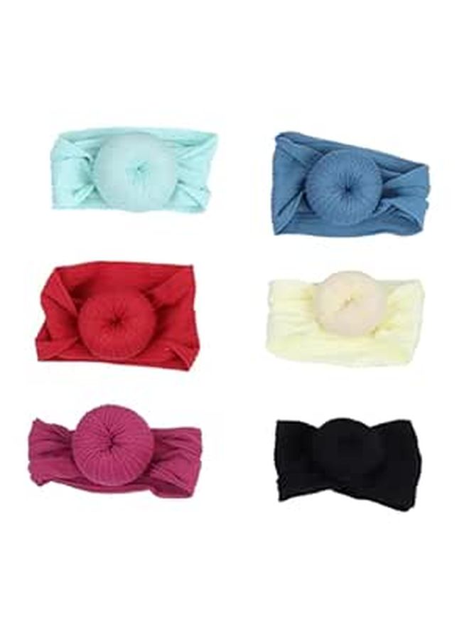 6 Pack Knotted Turban Headbands Soft Wide Fabric Head Wraps Mint Blue Burgundy Purple Beige Black - Image 1