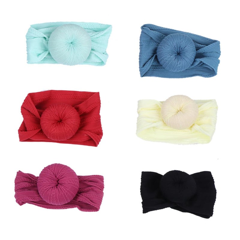 6 Pack Knotted Turban Headbands Soft Wide Fabric Head Wraps Mint Blue Burgundy Purple Beige Black - Image 2