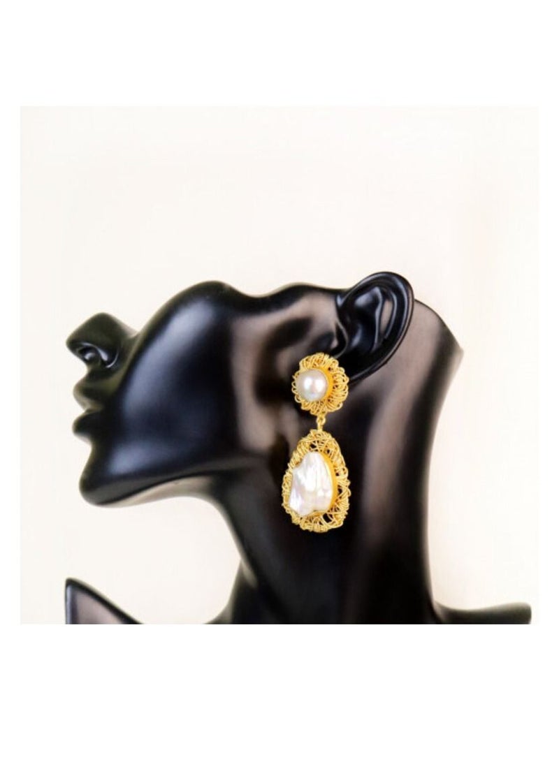 OPI Pearl Wire Designer Handmade Drop Earrings