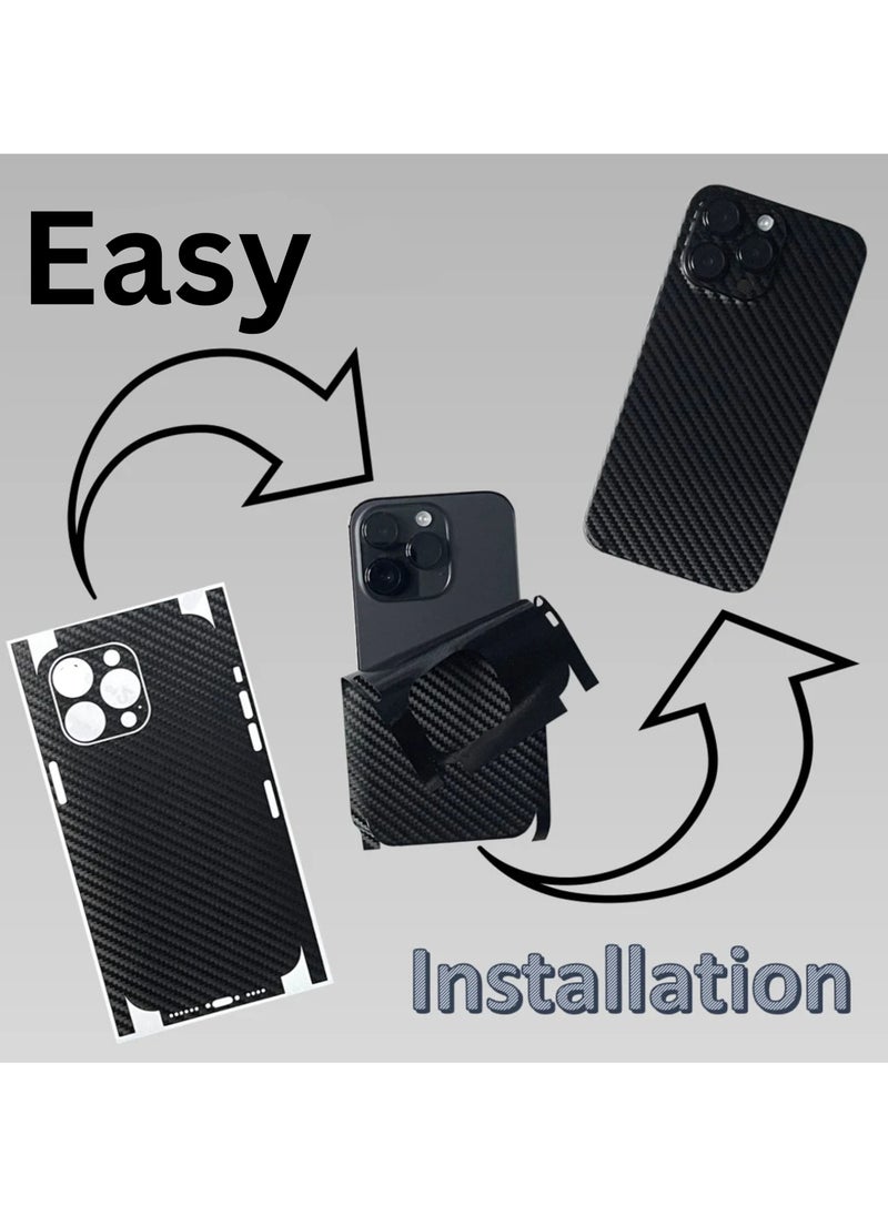 SARAOONT - Samsung Galaxy A15 5G 1 Piece Carbon Fiber Skin Wrap and 2 Piece 10H Screen Protectors - Image 1