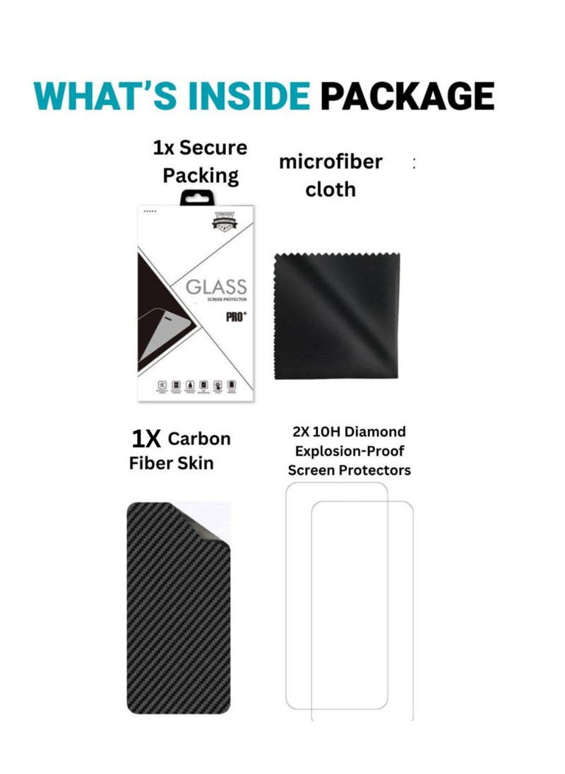 SARAOONT - Samsung Galaxy A15 5G 1 Piece Carbon Fiber Skin Wrap and 2 Piece 10H Screen Protectors - Image 1