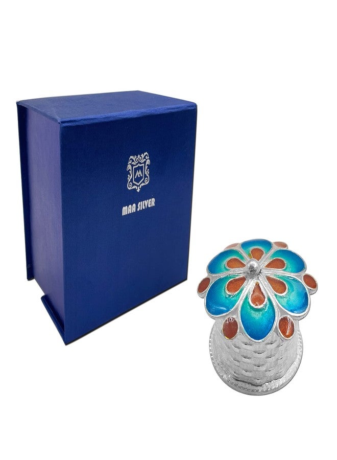 MAA SILVER Pure Silver Sindoor Dani/Dabbi/Box/Holder with Beautiful Flower Shape Design Lid BIS Hallmarked Perfect for Home Office Pooja Use (92.5 Purity)(15 Grams) - Image 5