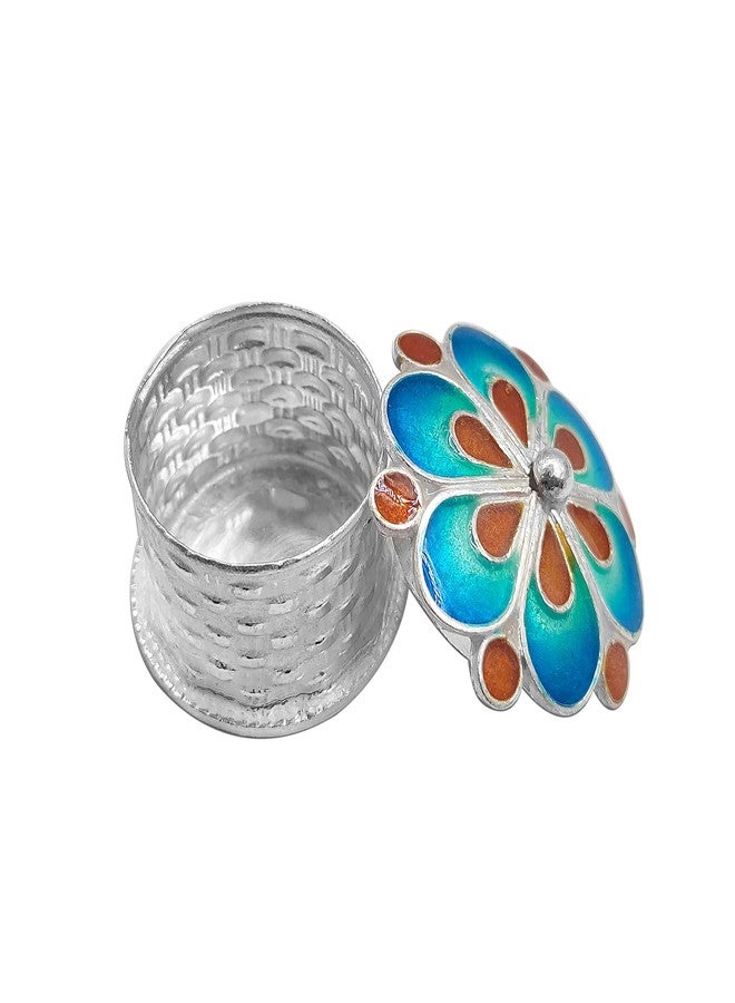 MAA SILVER Pure Silver Sindoor Dani/Dabbi/Box/Holder with Beautiful Flower Shape Design Lid BIS Hallmarked Perfect for Home Office Pooja Use (92.5 Purity)(15 Grams) - Image 2