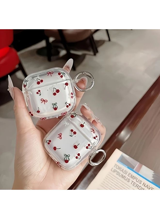 Transparent Cherry Bluetooth Earbuds Case Cover For AirPods 2 Durable Heatproof - Image 2