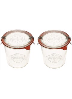 Weck Weck Canning Jars 742 - Weck Mold Jars made of Transparent Glass - Eco-Friendly Canning Jar - Storage for Food, Yogurt with Air Tight Seal and Lid - 1/2 Liter Tall Jars Set - (2 Jars)  - Image 1