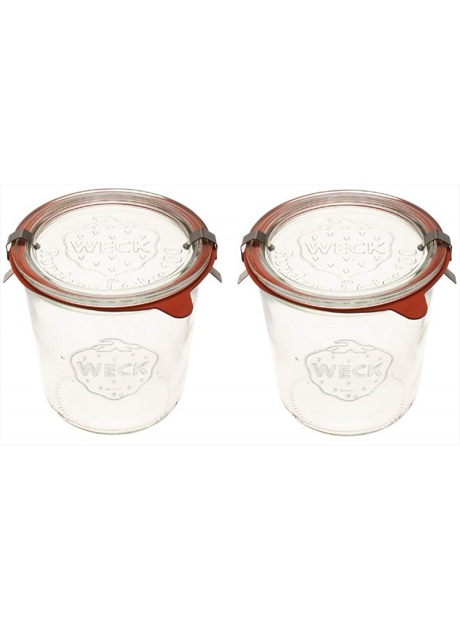 Weck Weck Canning Jars 742 - Weck Mold Jars made of Transparent Glass - Eco-Friendly Canning Jar - Storage for Food, Yogurt with Air Tight Seal and Lid - 1/2 Liter Tall Jars Set - (2 Jars)  - Image 1