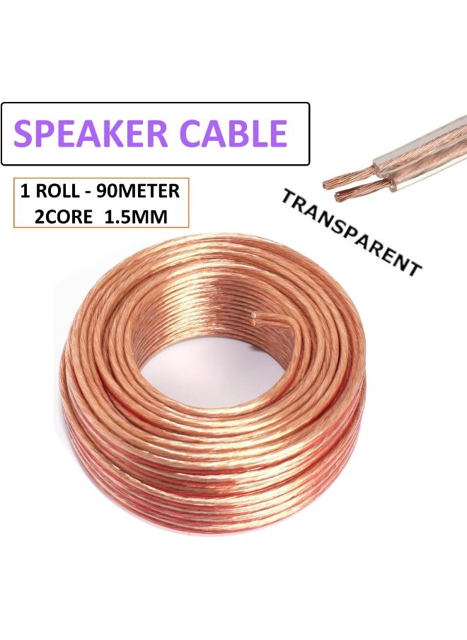 melfi Melfi 90m Speaker Cable - Clear 2 Core 1.5mm Wire for Car Audio, Home HiFi, Stereos, Subwoofers & Home Theater  - Image 2
